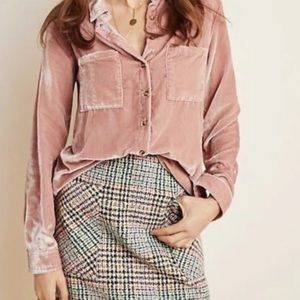 Anthropologie Maeve button down brushed velvet shirt! Wm’s S